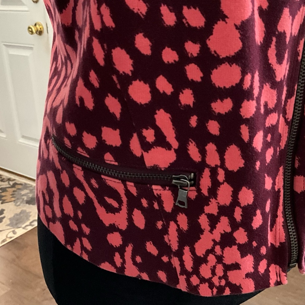 GAP Jacket Zip-Up Size 12 Jacket Burgundy & Peach Cropped Jacket - Picture 5 of 9